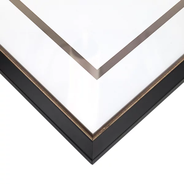 Holz-Bilderrahmen Cecilia 10x15 cm | Schwarz-Gold | Kunstglas (1 mm)