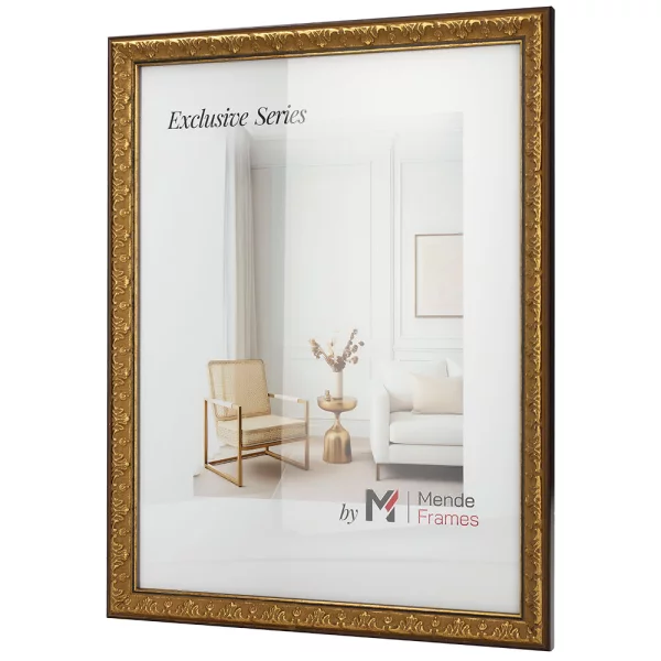 Cadre en bois Precioso sur mesure noir/or | verre standard (2 mm)