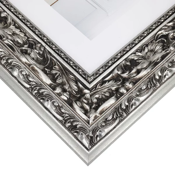 Exklusiver Holz-Bilderrahmen Calinda 20x30 cm | Silber | Leerrahmen (ohne Glas und Rückwand)