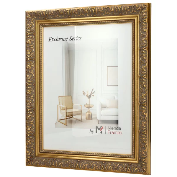 Exklusiver Holz-Bilderrahmen Bando 20x30 cm | Gold | Normalglas (2 mm)