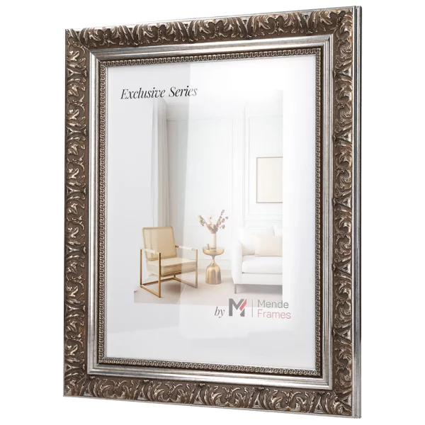 Exklusiver Holz-Bilderrahmen Bando 20x30 cm | Silber | Normalglas (2 mm)