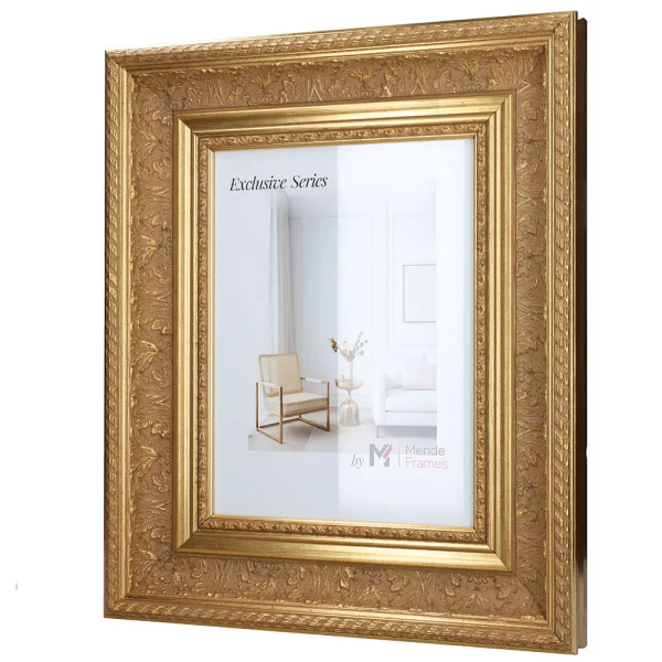 Exklusiver Holz-Bilderrahmen Lukanda nach Maß Gold | Normalglas (2 mm)