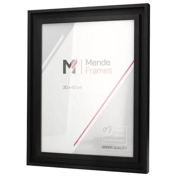 Holz-Bilderrahmen Kelani 60x90 cm | Schwarz, gemasert | Normalglas (2 mm)