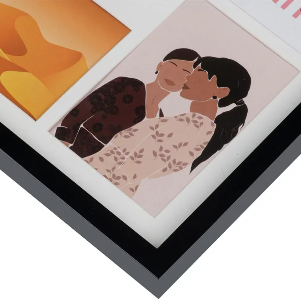 Multi fotokader van hout (MDF) Piano voor 8 foto's 10x15 cm | zwart | normaal glas (2 mm)