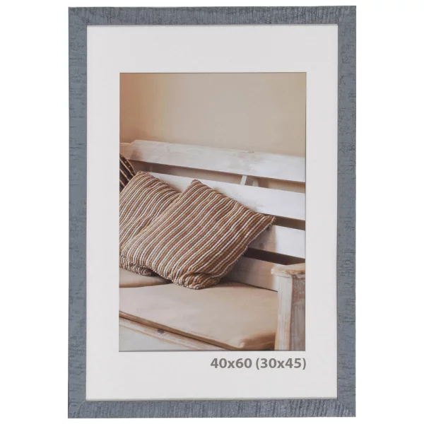 Holz Bilderrahmen Driftwood mit Passepartout 10x15 cm (7x10 cm) | Blau | Normalglas (2 mm)