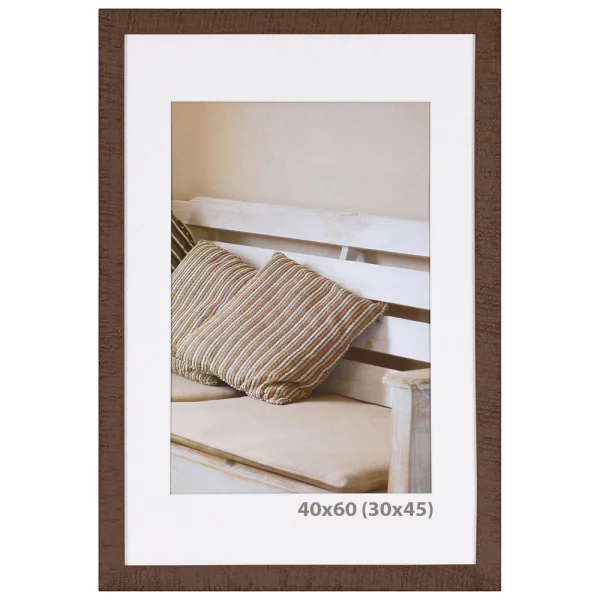 Holz Bilderrahmen Driftwood mit Passepartout 15x20 cm (10x15 cm) | Dunkelbraun | Normalglas (2 mm)
