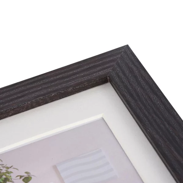 Holz Bilderrahmen Modern (MDF) mit Passepartout 10x20 cm (7x15 cm) | Dunkelbraun | Normalglas (2 mm)