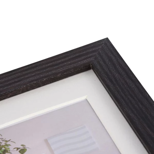 Holz Bilderrahmen Modern (MDF) mit Passepartout 10x20 cm (7x15 cm) | Schwarz | Normalglas (2 mm)