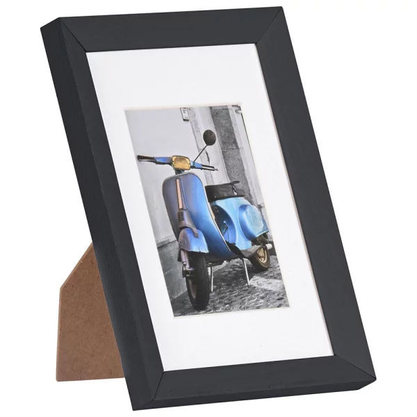 Holz Bilderrahmen Umbria mit Passepartout 15x20 cm (10x15 cm) | schwarz | Normalglas (2 mm)