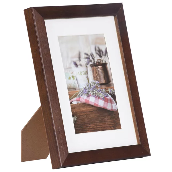 Holz Bilderrahmen Jardin mit Passepartout 13x18 cm (9x13 cm) | Braun | Normalglas (2 mm)