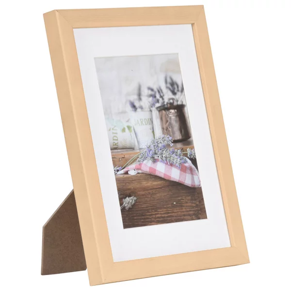 Holz Bilderrahmen Jardin mit Passepartout 10x15 cm (7x10 cm) | Natur | Normalglas (2 mm)