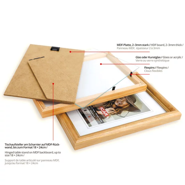 Holz Bilderrahmen Solvane 21x29,7 cm (A4) | Eiche | Normalglas (2 mm)