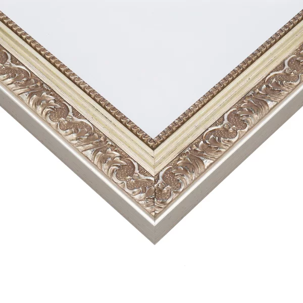 Barock Bilderrahmen León 42x59,4 cm (A2) | silber | Normalglas (2 mm)