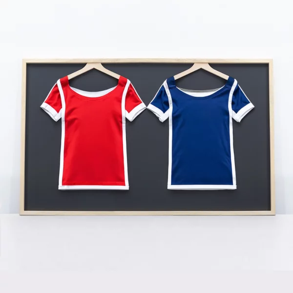 Doppel-Trikotrahmen EasyChange für schnellen Shirtwechsel - ohne Glasscheibe 80x120 cm | natur | ohne Glas, mit Rückwand