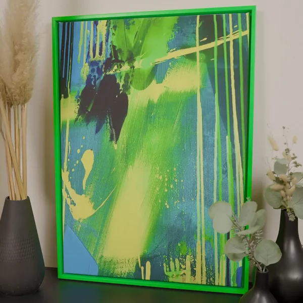 Schattenfugenrahmen Neon Maßanfertigung Neongrün | Leerrahmen (ohne Glas und Rückwand)