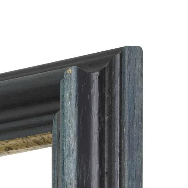 Holz Bilderrahmen Toulouse Maßanfertigung blau-gold | Normalglas (2 mm)