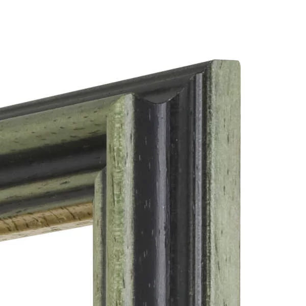 Cadre en bois Toulouse sur mesure vert-or | verre standard (2 mm)