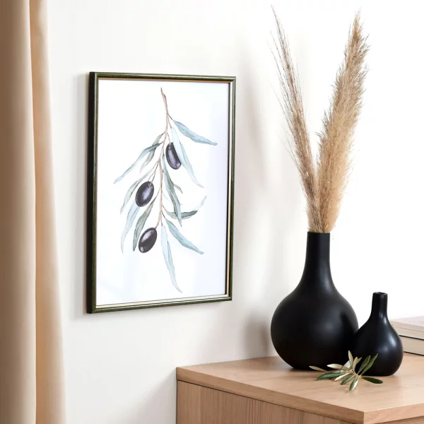 Cadre en bois Antony sur mesure vert-or | verre standard (2 mm)