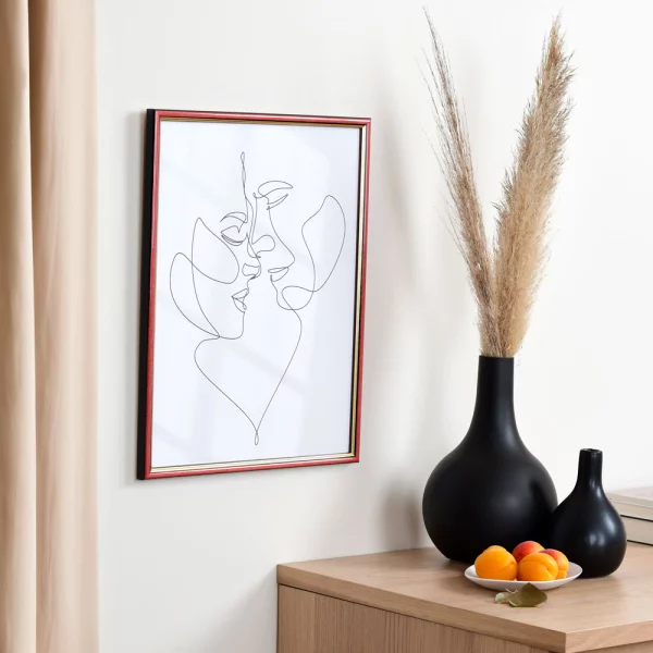 Cadre en bois Antony sur mesure Rouge-or | verre standard (2 mm)