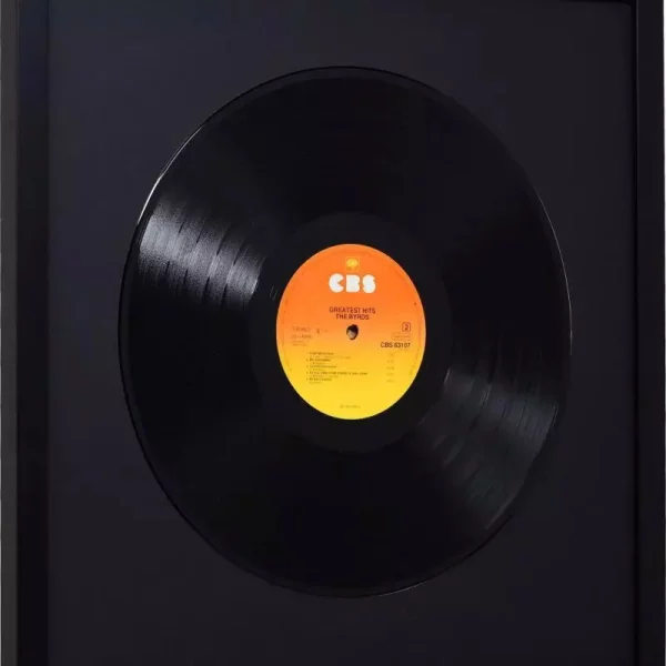 Holzrahmen Top Cube für Vinyl-Schallplatten 40x40 cm | Schwarz | Normalglas (2 mm)