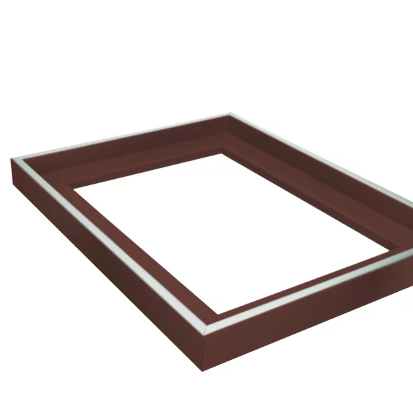 Schattenfugenrahmen Schlieren 60x80 cm | Silber auf Kaffeebraun | Leerrahmen (ohne Glas und Rückwand)