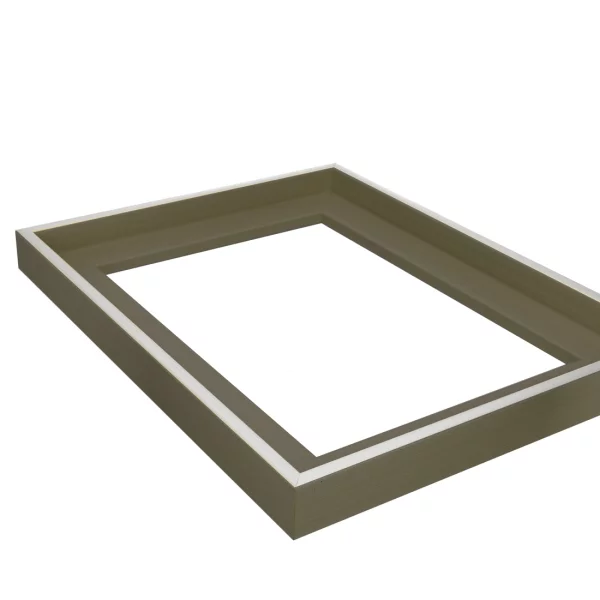 Schattenfugenrahmen Schlieren 50x60 cm | Silber auf Photografiebraun | Leerrahmen (ohne Glas und Rückwand)