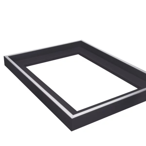 Schattenfugenrahmen Schlieren 60x80 cm | Silber auf Schwarz | Leerrahmen (ohne Glas und Rückwand)