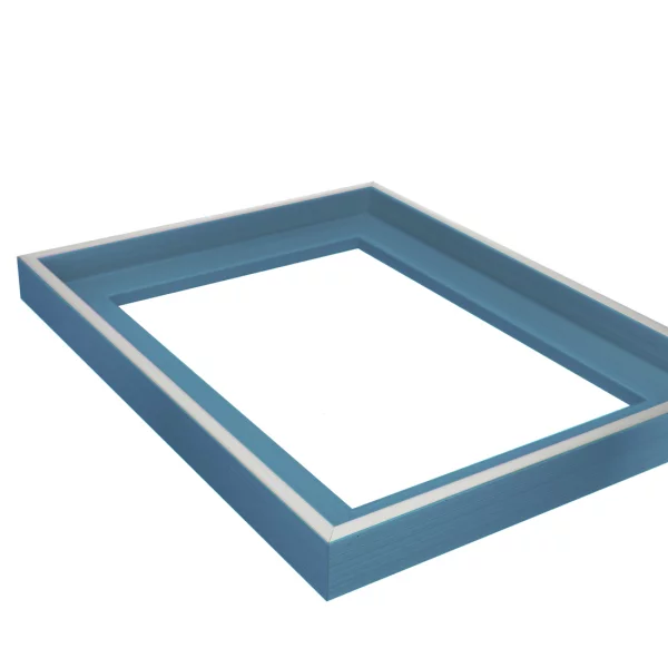 Schattenfugenrahmen Schlieren 30x40 cm | Silber auf Taubenblau | Leerrahmen (ohne Glas und Rückwand)