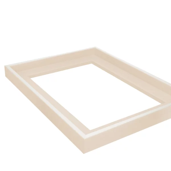 Schattenfugenrahmen Schlieren 50x60 cm | Silber mit Perlweiss | Leerrahmen (ohne Glas und Rückwand)