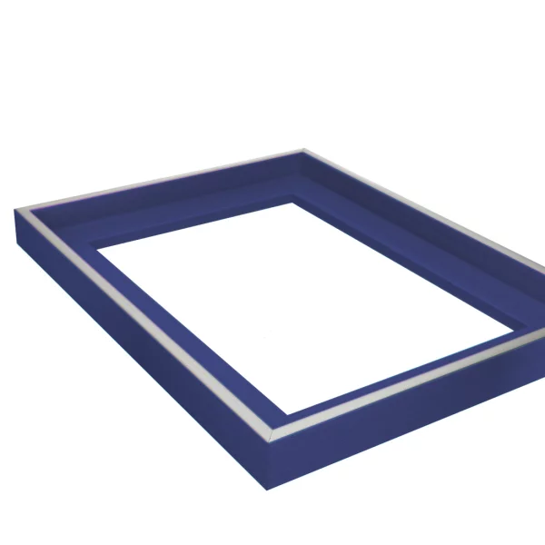 Schattenfugenrahmen Schlieren 50x60 cm | Silber mit Ultramarinblau | Leerrahmen (ohne Glas und Rückwand)