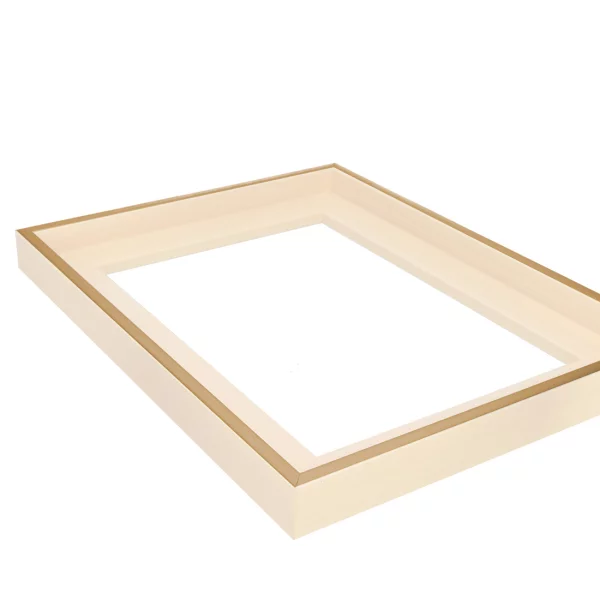 Schattenfugenrahmen Schlieren nach Maß Messing auf Perlweiß | Leerrahmen (ohne Glas und Rückwand)