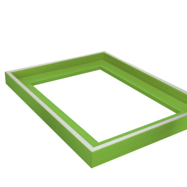 Schattenfugenrahmen Schlieren nach Mass Silber auf Apfelgrün | Leerrahmen (ohne Glas und Rückwand)