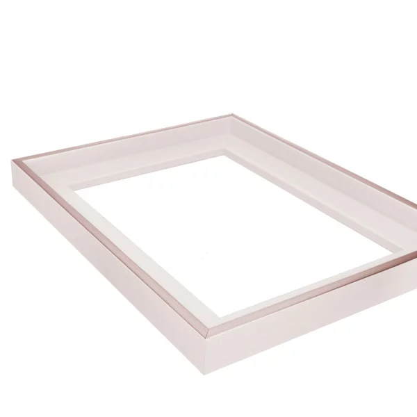 Schattenfugenrahmen Schlieren nach Mass Stahlgrau auf Perlweiß | Leerrahmen (ohne Glas und Rückwand)