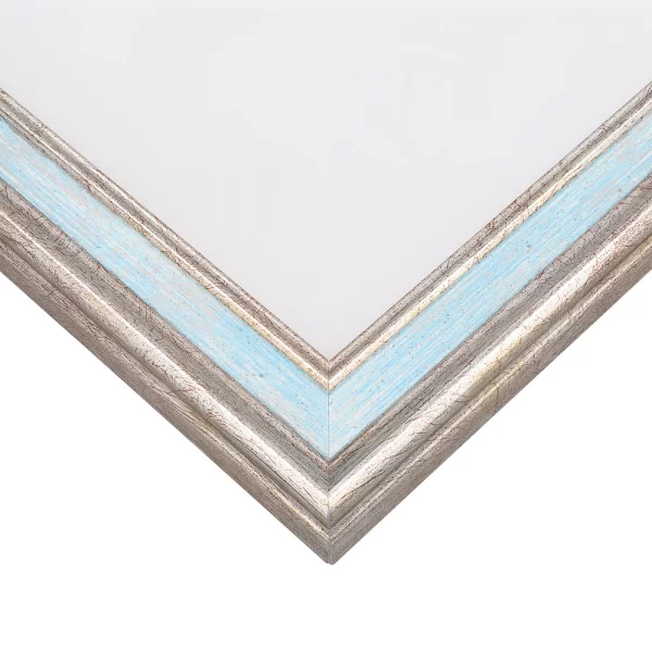 Cadre en bois Brême 18x24 cm | or blanc - bleu | verre standard (2 mm)