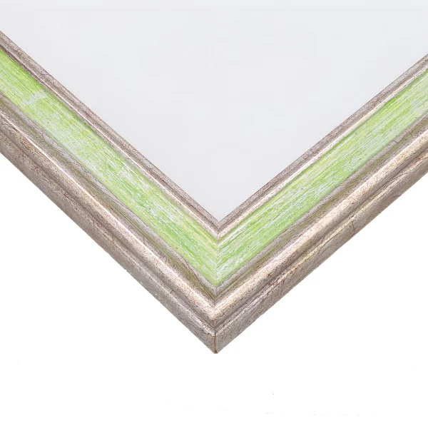 Cadre en bois Brême 18x24 cm | or blanc - vert | verre standard (2 mm)