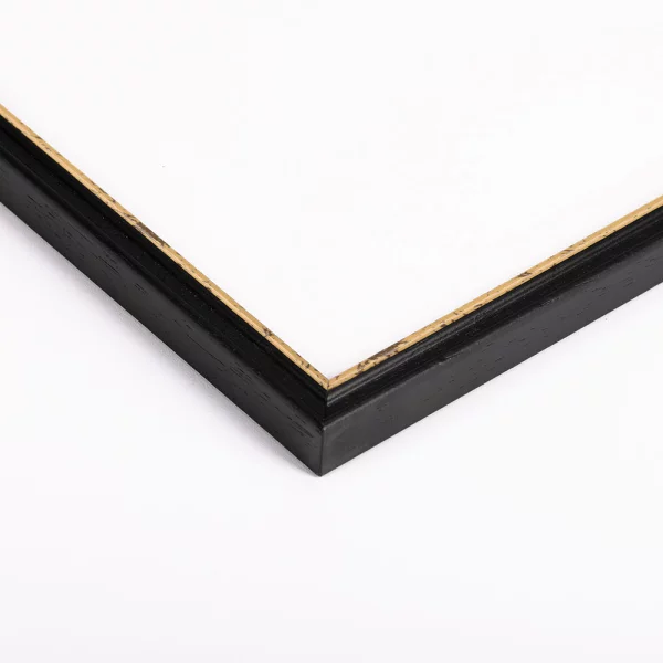 Cadre en bois Basse-Saxe sur mesure noir-or | verre standard (2 mm)