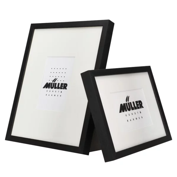 Cadre en bois pour cartes postales (10x15 cm), avec passe-partout 18x24 cm (10x15 cm) | noir + passe-partout 1x blanc | verre standard (2 mm)