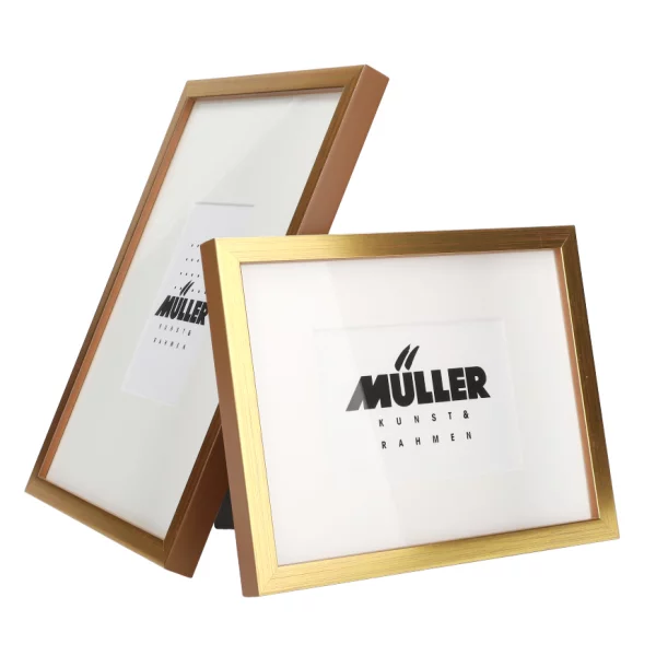 Cadre pour cartes postales (10x15 cm), avec passe-partout 18x24 cm (10x15 cm) | or + passe-partout 1x blanc | verre standard (2 mm)