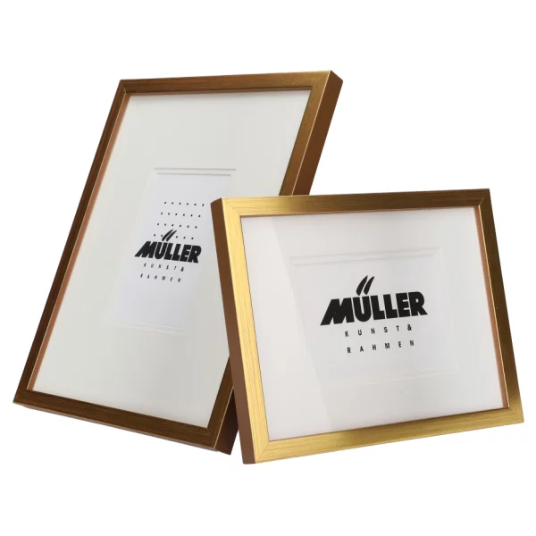 Cadre pour cartes postales (10x15 cm), avec passe-partout 18x24 cm (10x15 cm) | or + passe-partout 2x blanc | verre standard (2 mm)