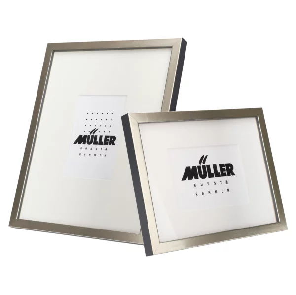 Cadre pour cartes postales (10x15 cm), avec passe-partout 18x24 cm (10x15 cm) | argent + passe-partout 1x blanc | verre standard (2 mm)