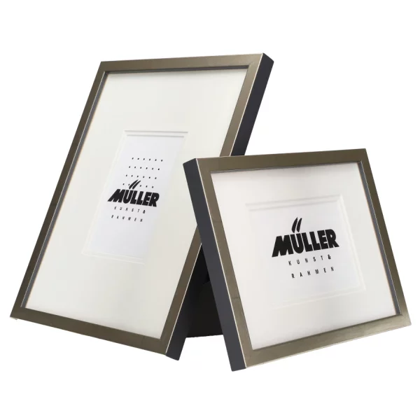 Cadre pour cartes postales (10x15 cm), avec passe-partout 18x24 cm (10x15 cm) | argent + passe-partout 2x blanc | verre standard (2 mm)
