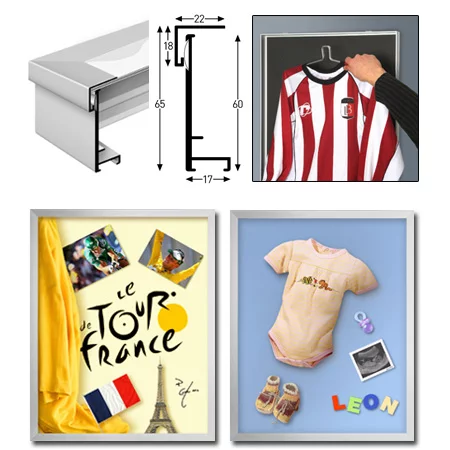 FrameBox - Cadre pour maillots 70x90 cm | argent mat | verre synthétique (2 mm)