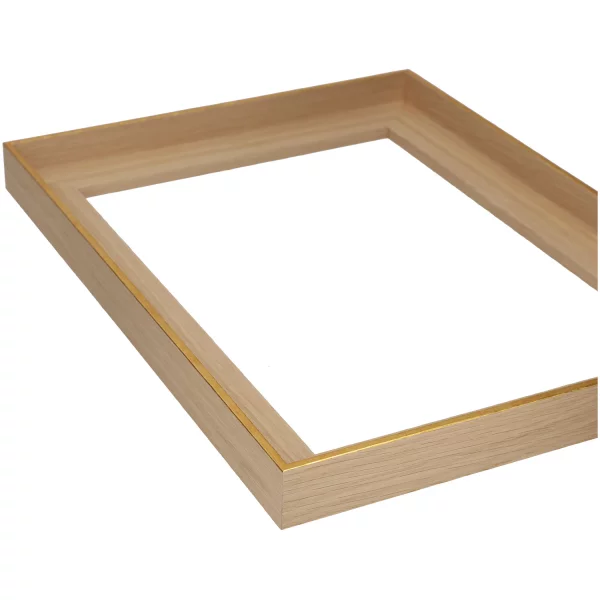Schattenfugenrahmen Lina aus Eiche Echtholzfurnier - Eiche Echtholzfurnier Eiche natur Echtholzfurnier, Kante Gold | Leerrahmen (ohne Glas und Rückwand)