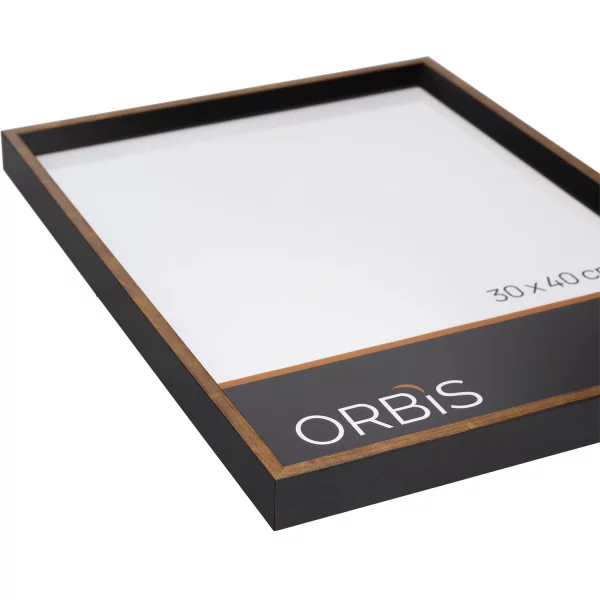 Bilderrahmen Evoque aus Holz nach Mass Gold mit Schwarz | Normalglas (2 mm)