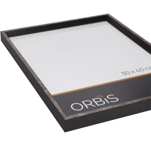 Bilderrahmen Evoque aus Holz nach Mass Silber mit Schwarz | Normalglas (2 mm)