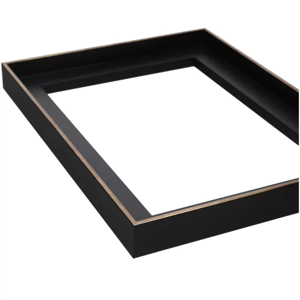Schattenfugenrahmen Floater I 13x18 cm | Schwarz matt, Kante Gold | Leerrahmen (ohne Glas und Rückwand)