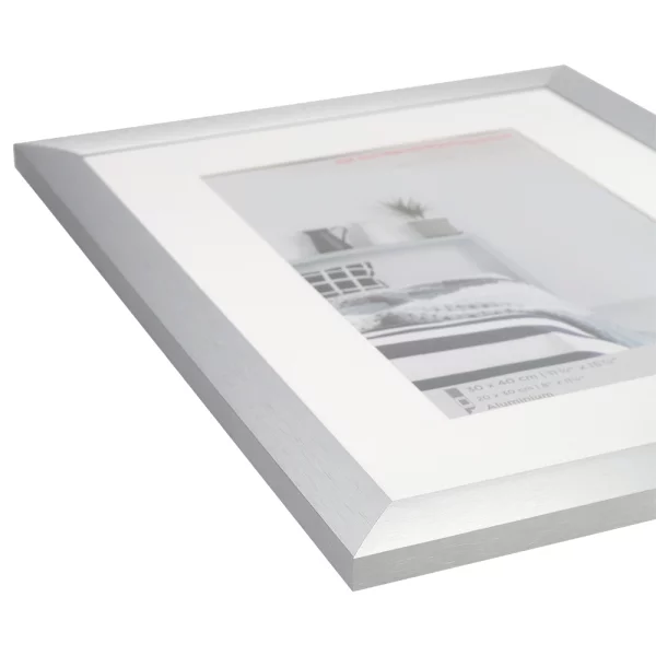 Cadre en aluminium Aluline avec passe-partout 15x20 cm (10x15 cm) | argent | verre standard (2 mm)