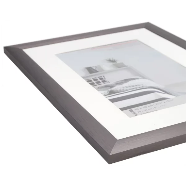 Cadre en aluminium Aluline avec passe-partout 13x18 cm (9x13 cm) | acier | verre standard (2 mm)