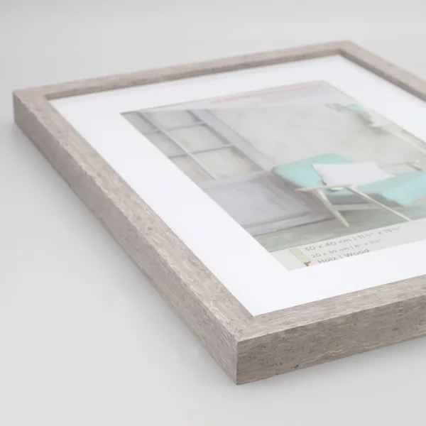 Cadre en bois Stockholm avec passe-partout 30x40 cm | gris | verre standard (2 mm)