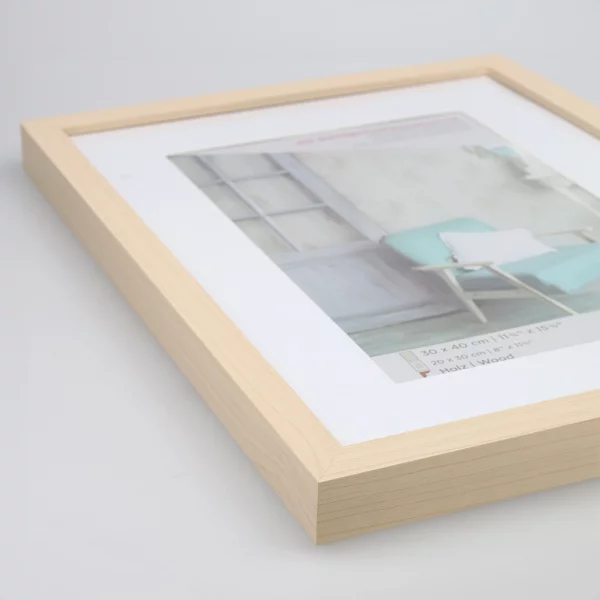 Cadre en bois Stockholm avec passe-partout 10x15 cm | naturel | verre standard (2 mm)